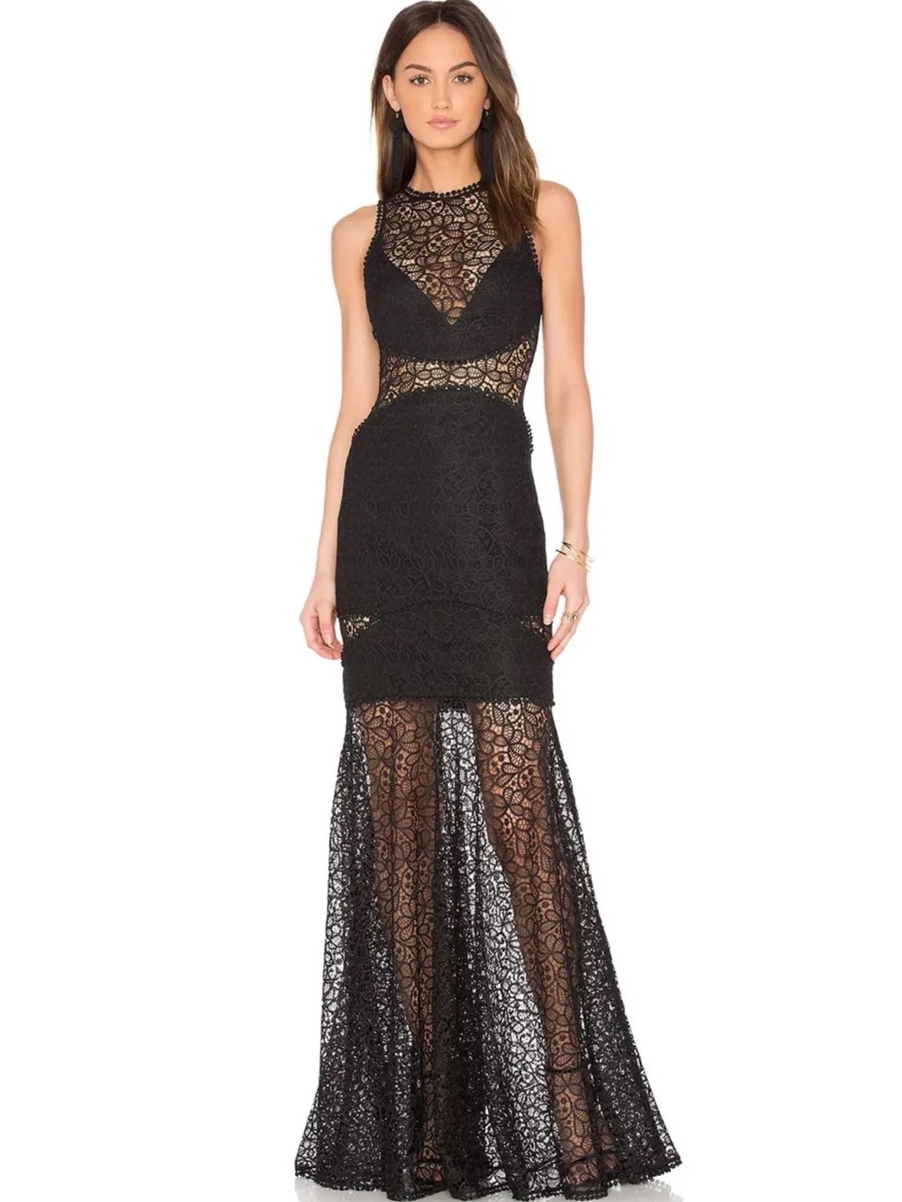 NICHOLAS Black Lace Gown
